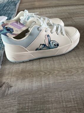 AdultsWhite & Light Blue Stitch Character Sneakers